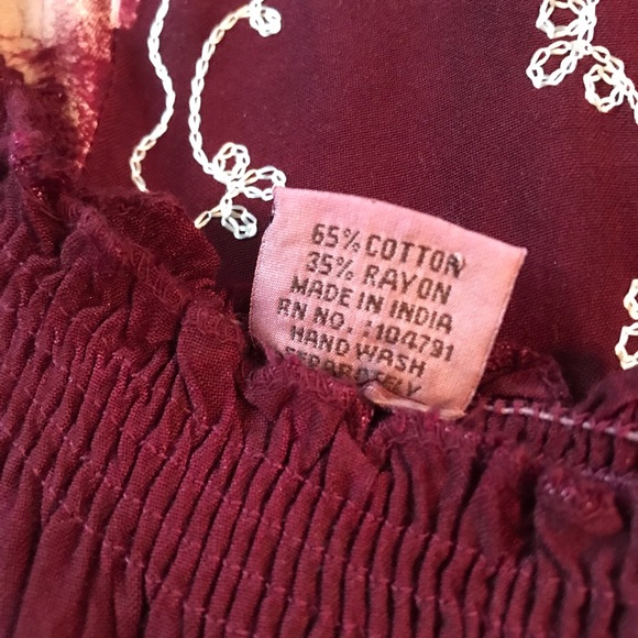 Burgundy Bohemian Indian Cap Sleeve Maxi Dress - Picture 3 of 4